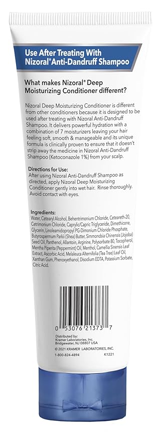 Nizoral Deep Moisturizing Conditioner with Mint & Tea Tree Oil for All Hair Types - Free of Sulfates, Parabens, Artificial Fragrances and Dyes, 9.4 oz